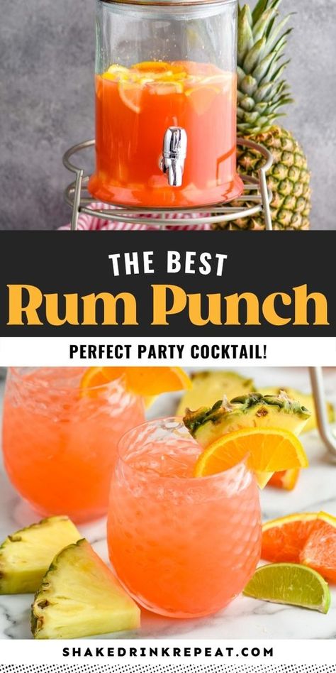 Tiki Rum Punch, Best Punch Recipes Alcholic, Fruity Punch Alcohol, Pins Colada Punch, Summer Rum Punch, Orange Punch Alcohol, Party Rum Punch Recipes, Malibu Punch Recipes Parties, Boozy Party Punch