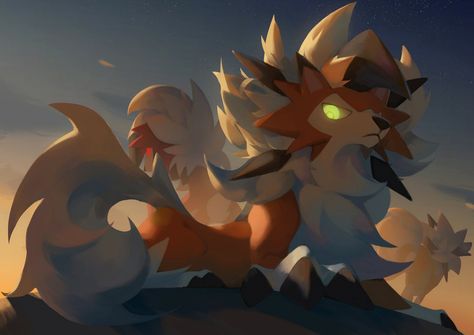 Lycanroc Lycanroc Dusk Art, Lycanroc Midday, Dusk Lycanroc, Lycanroc Dusk, Pokemon Prints, Calem Pokemon, Midnight Lycanroc, Pokemon Family, Oc Pokemon