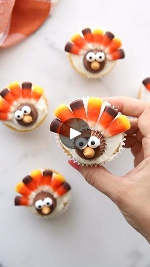 105 reactions · 5 comments | Save this post for the most Adorable Turkey Cupcakes.

So easy to make even kids can do it! 

In fact, give them these to make after thanksgiving dinner so the adults can relax.

Find all the details on our site: https://thecraftingchicks.com/candy-corn-turkey-
thanksgiving-cupcakes/

Or leave a comment and I’ll message you a clickable link.

#craftingchicks #cupcakes #cupcake #cupcakedesign #cupcakeideas #cupcaketime #cupcakestagram #cupcakesofinstagram #cupcakesfordays #instacake #cake #dessert #sweet #baker #baking #feedfeed #f52grams #bakersofinstagram #food #cakeitorleaveit | The Crafting Chicks | Creative Ideas for Everyday life | Paul Russell · Lil Boo Thang Thanksgiving Day Cupcakes, Turkey Cupcakes Thanksgiving, Turkey Cupcakes Ideas, Cupcake Turkey, Thanksgiving Cupcake Ideas, Turkey Desserts, Friendsgiving Menu, Easy Cupcakes Decoration, Turkey Cupcakes