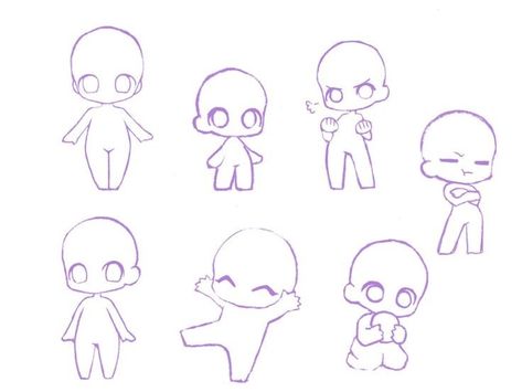 Small Chibi Drawings, Chibi Base Standing, How To Draw Chibi Bodies, Chibi Sketch Poses, Cute Pose Reference Drawing, Chibi Reference Pose, Pose Reference Chibi, Cute Chibi Poses, Chibi Drawing Reference