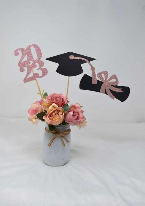 Graduation Party Decorations 2023 Graduation Centerpiece - Etsy College Grad Centerpiece Ideas, Pink Graduation Centerpieces, College Graduation Centerpieces, Simple Graduation Decorations, College Graduation Centerpiece Ideas, Grad Centerpiece Ideas, Graduation Centerpiece Ideas, Name Centerpiece, Graduation Table Decor