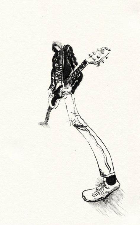 Rock Poses Drawing, Punk Rock Art, Johnny Ramone, Inktober Challenge, Arte Grunge, Arte Punk, Punk Art, Figure Sketching, Music Artwork