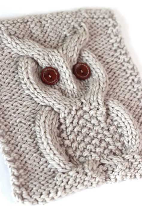 Stickbeskrivning Barn, Owl Knitting Pattern, Knitting Quilt, Stitch Knitting Pattern, Knitted Projects, Knitted Owl, Beanie Knitting Patterns Free, Knitting Patterns Free Blanket, Craft Buttons