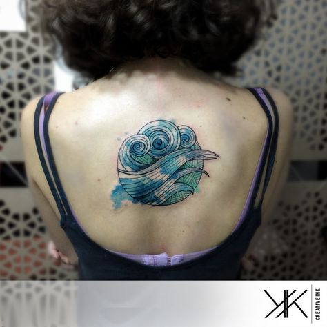 Waterbender by koraykaragozler. - love the water the ocean the rivers the lakes Atla Tattoo, Brush Tattoo, Tattoo Watercolor, Water Tattoo, Ocean Tattoos, Water Tribe, Watercolor Galaxy, 1 Tattoo, Waves Tattoo