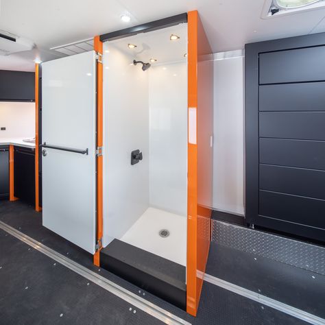 Trailer Interiors, Alterations & Cabinetry - TOY HAULER — DSW Manufacturing Enclosed Trailer Ideas, Enclosed Trailer Cabinets, Toy Hauler Trailers, Outdoor Kitchen Cabinets, Trailer Interior, Enclosed Trailers, Bike Trailer, Van Interior, Concealed Hinges