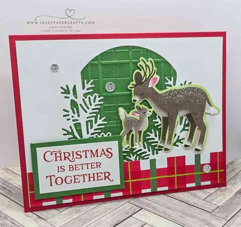 Stampin Up Reindeer, Reindeer Christmas Cards, Card Sketches Templates, Reindeer Card, Fun Christmas Cards, Wedding Cards Handmade, Christmas Card Set, Stampin Up Christmas Cards, Stampin Up Christmas