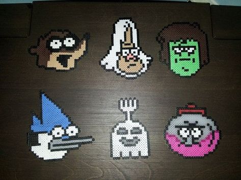 Regular Show Characters perler beads by KaseysPerlerParlour Regular Show Characters, Mc Ideas, Hama Art, Show Characters, Parmesan Asparagus, Perler Creations, Easy Perler Beads Ideas, Fusion Beads, Perler Bead Templates