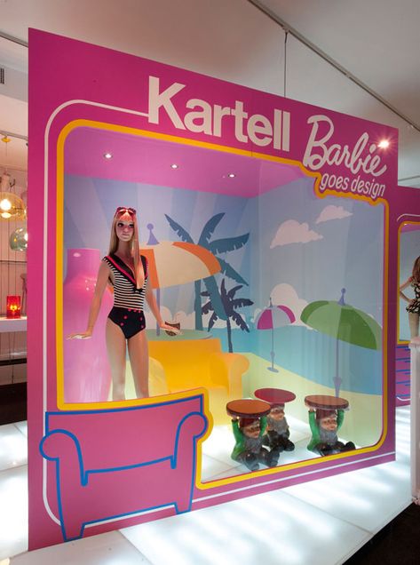 Barbie goes design with Kartell Barbie Window Display, Barbie Mood, Barbie Decor, Barbie Store, Limited Edition Barbie, Barbie Design, Fashion Window Display, Barbie Event, Exhibition Display Design