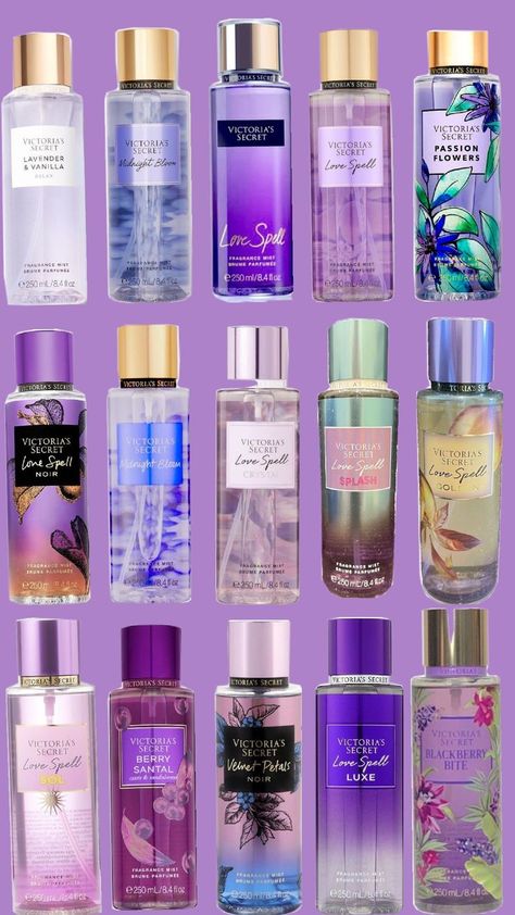 Purple Makeup Products Aesthetic, Purple Aesthetic Perfume, Victoria Secret Purple Perfume, Victoria’s Secret Perfume Aesthetic, Secret Love, Fragrance Mist, Love Spells, The Secret, Lavender