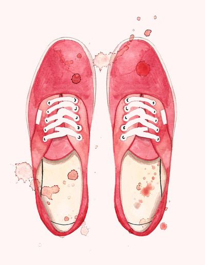 Pink Vans on Behance Shoes Illustration, Pink Vans, Tableau Art, Watercolor Inspiration, Shoe Art, Art Website, Red Shoes, Fashion Sketches, Fashion Drawing