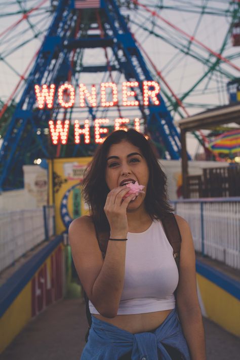 Coney Island Coney Island Photo Ideas, Coney Island Nyc, Coney Island Photoshoot, Coney Island Aesthetic, Island Photoshoot, Carnival Photo Shoots, Carnival Aesthetic, Oc Fair, Summer In Nyc