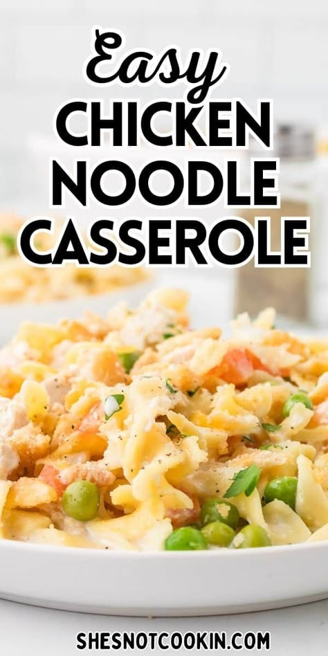 This easy chicken noodle casserole is the perfect recipe for busy weeknights. Best Chicken Noodle Casserole, Easy Chicken Noodle Casserole, Creamy Chicken Noodle Casserole, Chicken Noodle Casserole Recipe, Cubed Chicken, Creamy Chicken Noodle, Casserole Recipes For Dinner, Noodle Casserole Recipes, Dinner Casserole Recipes