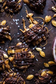 Chocolate Covered Roasted Pumpkin Seed Turtle Clusters | halfbakedharvest.com @hbharvest Turtle Clusters, Raw Pumpkin Seeds, Roasted Pumpkin, Roasted Pumpkin Seeds, Pumpkin Seed, Pumpkin Pecan, Half Baked Harvest, Toasted Pecans, Chocolate Coating