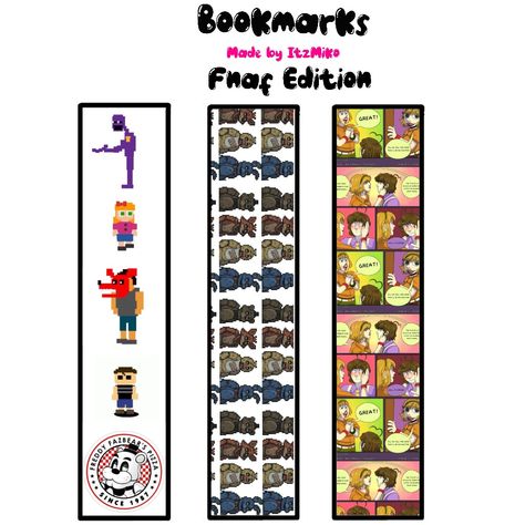 Fnaf Bookmark Printable, Fnaf Bookmark, Cool Bookmarks, Creative Bookmarks, How To Make Bookmarks, Bookmarks Printable, Photo Wall, Books, Quick Saves