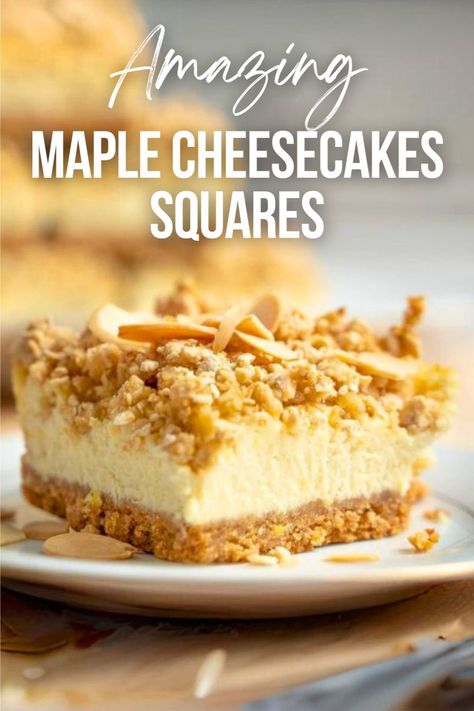 🍰🍁 These Maple Cheesecake Squares are your new fall favorite. Creamy and sweet, they're great for parties or a quiet night in. 👀 Interested? Click for the full recipe and add some sweetness to your fall 🍂. #MapleCheesecakeSquares #FallDesserts #CheesecakeRecipes #MapleSyrup #WhippedRecipes #EasyBaking Maple Cheesecake Recipe, Maple Cheesecake, Cheesecake Squares, Fall Dessert, Cheesecake Recipe, Fall Desserts, Fall Favorites, Easy Baking, Cheesecake Recipes