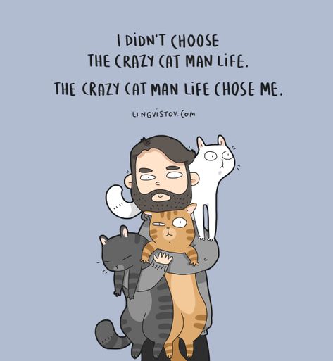 crazy cat man life Crazy Cat Man, Cat Comics, Two Cats, Cat People, Cat Quotes, Cat Person, Crazy Cat, Cats Love, The Crazy