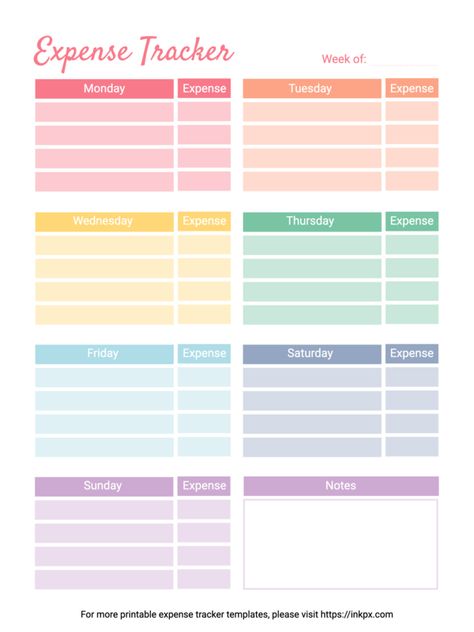 Expense Tracker Printable Free, Weekly Expense Tracker, Weekly Budget Printable, Monthly Expense Tracker, Expense Tracker Printable, Minimalist Rainbow, Bills Budget, Budget Money, Weekly Budget