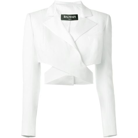 Balmain cut out detail cropped jacket ($1,546) ❤ liked on Polyvore featuring outerwear, jackets, balmain, blazer, crop, white, white cropped jacket, white jacket, cropped jacket and long sleeve crop jacket Irina Jelavic, White Cropped Jacket, Balmain Jacket, Vetements Clothing, Couture Mode, Mode Kpop, Mode Chic, Long Sleeve Jacket, Cropped Blazer