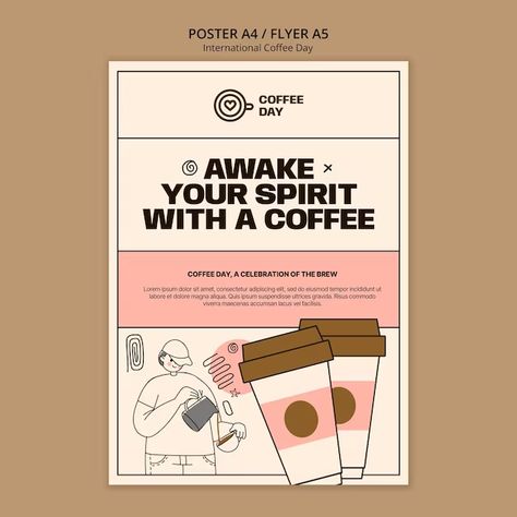 Free PSD | International coffee day poster template