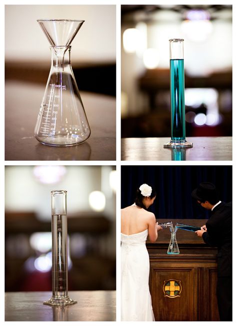 Loving the chemical reaction ceremony!!! Science Wedding Ideas, Science Wedding Theme, Chemistry Decor, Science Themed Wedding, Chemistry Wedding, Unity Ideas, Science Wedding, Wedding Ceremony Readings, Nerd Wedding