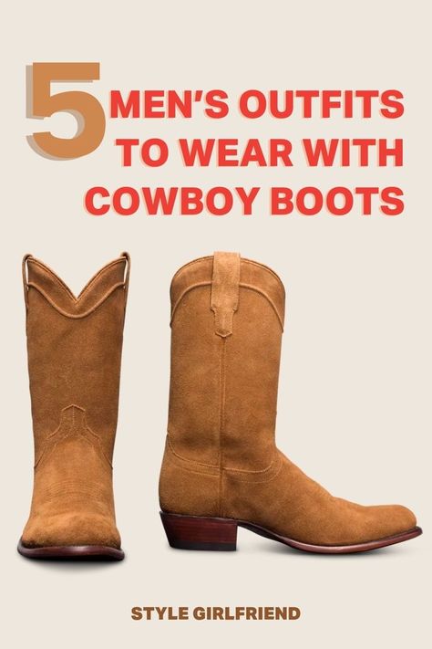 headline: 5 men's outfits to wear with cowboy boots, image: Tecovas men's cowboy boots Mens Cowboy Boots Outfit Casual, Cowboy Boots Men Outfit, Cowboy Boots Outfit Mens, Tecovas Boots Mens, Fall Cowboy Boots, Mens Cowboy Boots Outfit, Outfits Cowboy Boots, How To Wear Cowboy Boots, Tecovas Boots