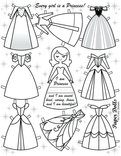 Princess Paper Dolls Printable, Diy With Kids, Disney Paper Dolls, Princess Paper Dolls, Vika Papper, Free Printable Paper Dolls, Paper Doll Printable Templates, Paper Doll Dress, Paper Doll Template