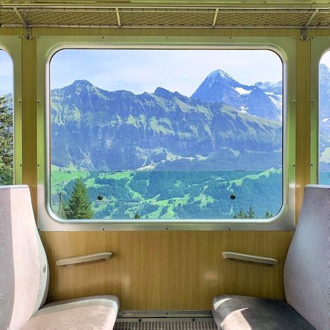 ____________________ Lauterbrunnen–Mürren Mountain Railway | Mürren, Switzerland | c. 1891 • Winding through the Bernese Oberland area of… Wes Anderson Aesthetic, Wes Anderson, Window View, Travel Aesthetic, Pretty Pictures, Ramen, Switzerland, Places To Go, Beautiful Places