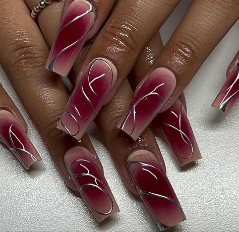 Nail, nails, nail inspiration, nail ideas, pink nails, trendy nails, short nails, long nails, nail shapes, silver nails, Alien Nails Design, Nail Inspo Y2k, Y2k 2023, Alien Nails, Red Ombre Nails, Crazy Nail Designs, Aurora Nails, Chrome Nail Art, Acrylic Nail Shapes