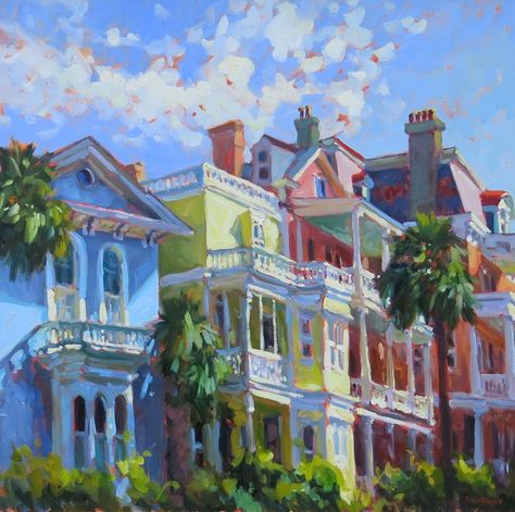 Artwork - Anglin Smith Fine Art in Charleston, SC Charleston Art, Colorful Houses, Architecture Painting, Urban Sketching, Painting Art Projects, Colorful Paintings, Charleston Sc, City Art, Types Of Art