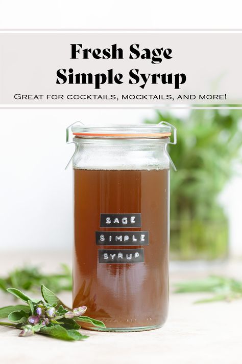 This Sage Simple Syrup calls for only 3 ingredients and takes less than 15 minutes to make! It's a delicious homemade syrup for any fall cocktails, mocktails, tea, and more! Making your own syrup at home is easy, simple, delicious, and much cheaper than using store-bought syrup! Sage Simple Syrup, Thyme Simple Syrup, Baked Apple Oatmeal, Cinnamon Simple Syrup, Roasted Garlic Aioli, Breakfast Appetizers, Honey Balsamic, Homemade Syrup, Baked Apple Pie