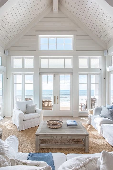 29 California Coastal Interior Design Ideas for a Fresh and Airy Space Southern Coastal Homes Interiors, Costal Interior Design, California Coastal Interior Design, White Beach Houses, Cozy Beach House, White Beach House, Coastal Interior Design, Interior Design Layout, Modern Coastal Decor