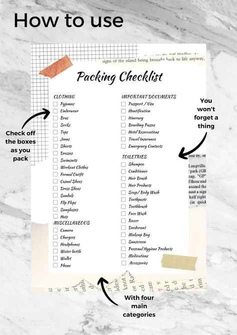 Printable Travel Packing List - Etsy Australia Women Packing List, Winter Trip Packing List, Travel Packing List Printable, Winter Travel Packing, Holiday Packing Lists, Travel Packing List, How To Wash Hats, Holiday Packing, Packing List For Vacation