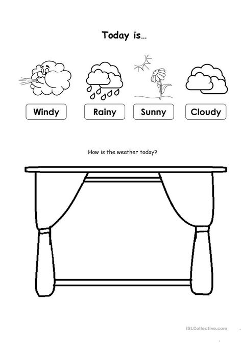 the weather - English ESL Worksheets for distance learning and physical classrooms Weather Esl, Weather For Kids, Weather Activities Preschool, Weather Activities For Kids, Seasons Worksheets, Weather Worksheets, Preschool Weather, Weather Crafts, Weather Chart