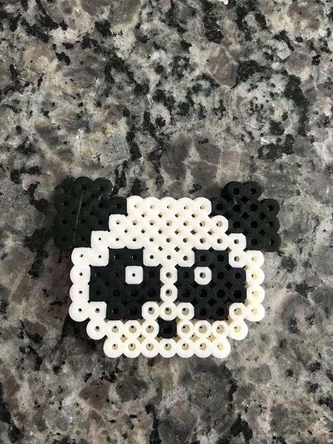 Perler Beads- panda face Pearler Beads Panda, Panda Perler Beads, Panda Face, Minecraft Banner Designs, Winter Activities For Kids, Perler Bead Templates, Diy Perler Bead Crafts, Hama Bead, Motifs Perler