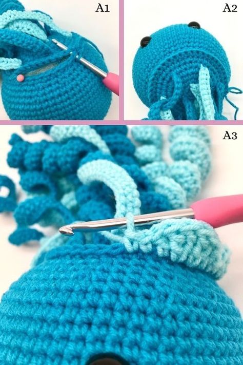 Crochet this cute Amigurumi jellyfish with my free crochet jellyfish pattern. I love crocheting DIY plushies as they make a great gift for kids who love their stuffed animals. Crochet toys are such fun to make and although they may look hard to make, trust me they are not. This tutorial will help you step by step with how to crochet this adorable jellyfish. And if you want to learn how to crochet animals then check out my free crochet animal patterns. #amigurumi #crochet #crochettoys #crochetani Crochet Jellyfish Pattern, Octopus Crochet Pattern Free, Diy Plushies, Amigurumi Jellyfish, Jellyfish Pattern, Crochet Turtle Pattern, Crochet Jellyfish, Octopus Crochet Pattern, Crocheted Jellyfish