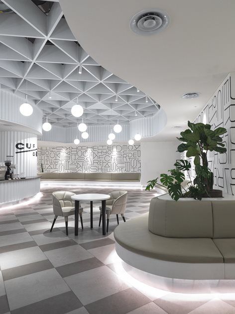 Cup/One | LATITUDE Geometric Layout, Pattern Ceiling, Ceiling Details, Cozy Furniture, Grid Style, Shanghai China, Contemporary Interior Design, Contemporary Home Decor, False Ceiling