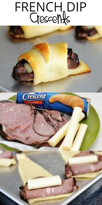 Au Jus Sauce, French Dip Crescents, Jus Sauce, Cheese All, Crescent Recipes, Cheese Rolls, Beef Sandwiches, Fingerfood Party, Crescent Roll Recipes