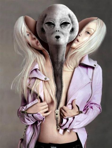 Because, maybe the aliens have disguises? Check carefully for Zippers. Mona Lisa Parody, Alien Artwork, Alien Girl, Weird Images, Art Parody, Aliens And Ufos, Alien Art, Italian Artist, Interesting Questions