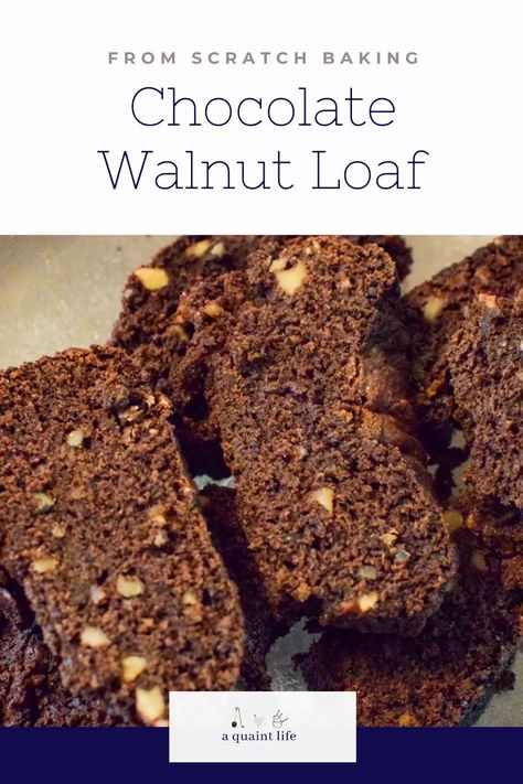 This Chocolate Walnut Loaf Recipe makes a chocolatey, cake style loaf with bits of walnuts inside. It is the perfect flavor combination. Using simple ingredients, whip this easy recipe up in minutes. From scratch baking made easy. #chocolatewalnutloaf #fromscratchbaking #howtomakeachocolateloaf #wholeingredients #dessertloaves Walnut Cake Recipe Easy, Walnut Loaf Recipe, Walnut Loaf Cake, Mini Lemon Cheesecakes, Walnut Loaf, Chocolate Loaf Cake, Loaf Cake Recipes, Cake Style, Walnut Bread