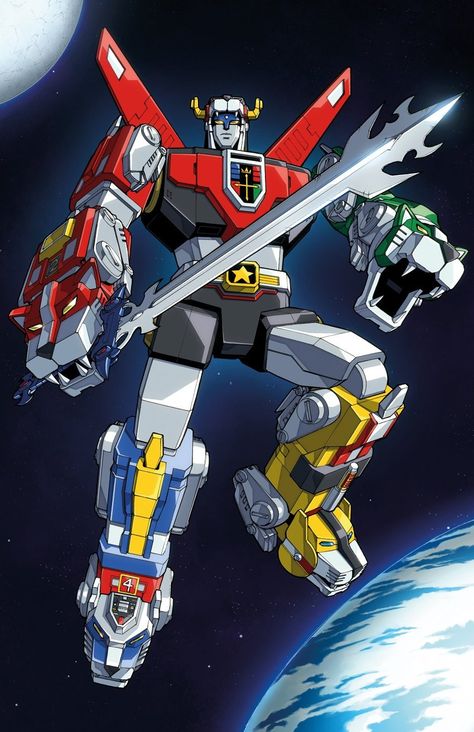 Voltron Voltron Poster, Voltron Force, Planet Art, Robot Cartoon, Earth Planet, Vintage Robots, Old School Cartoons, Form Voltron, Robotech Macross