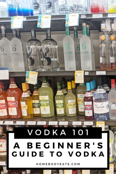 If you're a beginner wanting to learn about vodka, this guide will teach you the best types of vodka including flavored and unflavored vodka. Plus, you'll learn the basics of how vodka is made, and what makes it a unique spirit. You'll be able to confidently walk into a liquor store and pick out a bottle of vodka you'll love. Best Vodka Brands, Vodka Mixers, Types Of Vodka, How To Make Vodka, Bottle Of Vodka, Best Vodka, Cheap Vodka, Summer Vodka Cocktails, Vodka Brands