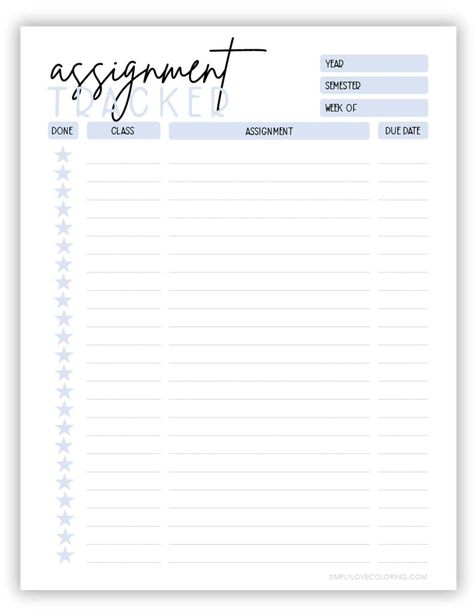 Assignment trackers are the perfect way to keep track of daily and weekly schoolwork, keep you organized, and increase productivity. Our FREE assigment trackers offer a variety of options to take on your school journey. School Homework Planner, Study Timetable Template, Business Planner Organization, Homeschool Student Planner, Study Planner Printable Free, Study Timetable, Assignment Tracker, Timetable Template, Assignment Planner