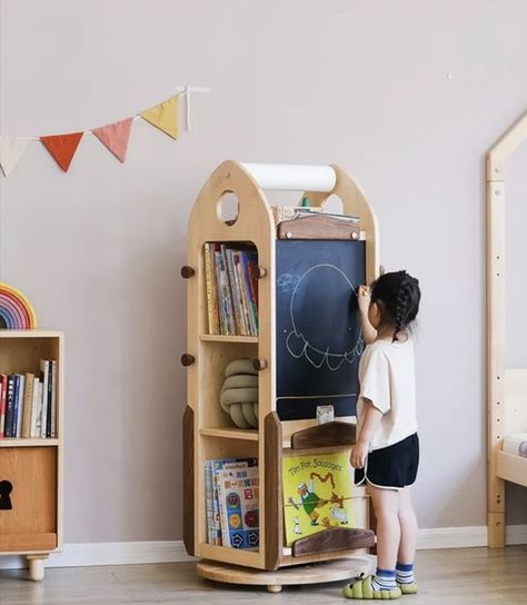 Montessori Bedroom Furniture, Book Shelf Montessori, Travel Inspired Room, Bookshelves For Kids Room, Montessori Room Ideas, Montessori Furniture, Toddler Boys Room, Kids Bedroom Designs, Baby Room Inspiration