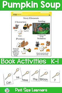 Pumpkin Soup Activities, Pumpkin Soup Book, Story Elements Posters, Word Work Worksheets, Halloween Picture Books, Book Pumpkin, Retelling Activities, Writing Story, Sight Word Centers