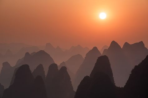 Sunrise Behind Mountains, Mountains Landscape, Guilin, Buy Prints, Mountain Landscape, Getty Images, Digital Art, Range, Quick Saves