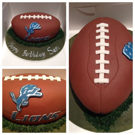 Detroit Lions Cake Ideas, Detroit Lions Cake, Lion Birthday Cake, Football Wedding Theme, Rugby Cake, Helmet Cake, Happy Birthday Sam, Sports Cakes, Football Banquet