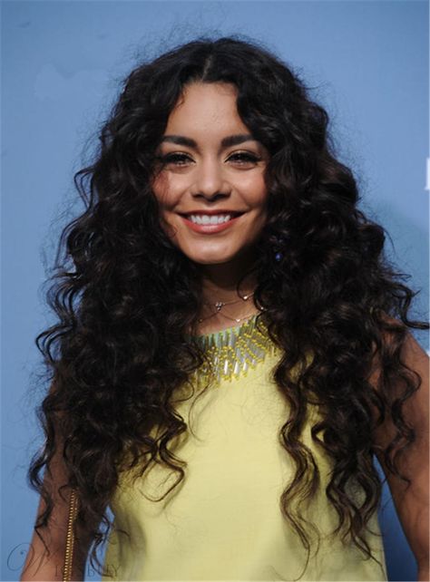 Vanessa Hudgens Natural Messy Long Curly Center Part Synthetic Hair Lace Front Cap Wigs 24 Inches Vanessa Hudgens Hair, Bob Haircut Curly, Center Part, Curly Hair With Bangs, Wave Hair, Trending Hairstyles, Vanessa Hudgens, Hair Lace, Long Curly Hair