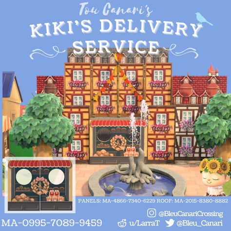 Kikis Delivery Service Acnh Code, Kiki's Delivery Service Animal Crossing, Acnh Kiki Delivery Service, Studio Ghibli Animal Crossing, Kiki Acnh, 하울의 움직이는 성, Island Theme, Kiki Delivery, Kiki's Delivery Service