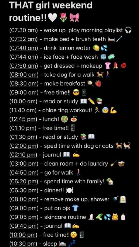 7:30 Morning Routine Weekend, That Girl Weekend Routine, That Girl Routine, Weekend Routines, 6th Grade Tips, 7th Grade Tips, Weekend Routine, Healthy Person, Clean Rooms