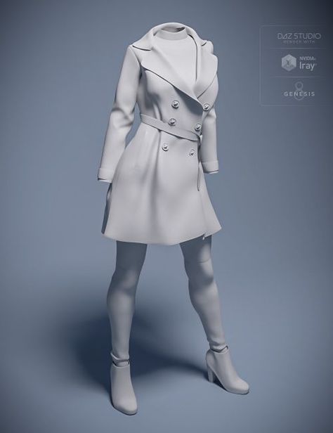 Trench Coat Outfit for Genesis 8 Female(s) | 3D Clothing for Daz Studio 3d Outfit, 3d Clothes, Female Coat, 3d Clothing, Trench Coat Outfit, 3d Fashion, Coat Outfit, Daz Studio, Marvelous Designer